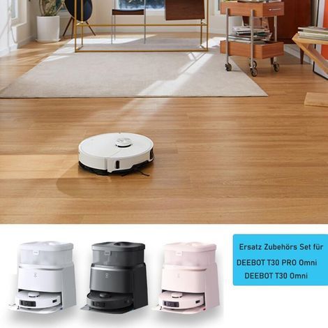 Kit d'accessoires pour ECOVACS DEEBOT T30 Omni/T30 PRO Omni, 6 sacs à poussière antibactériens, 6 lingettes serpillères, 1 brosse principale, 2 filtres, 4 brosses latérales, pièces de rechange (1/3)