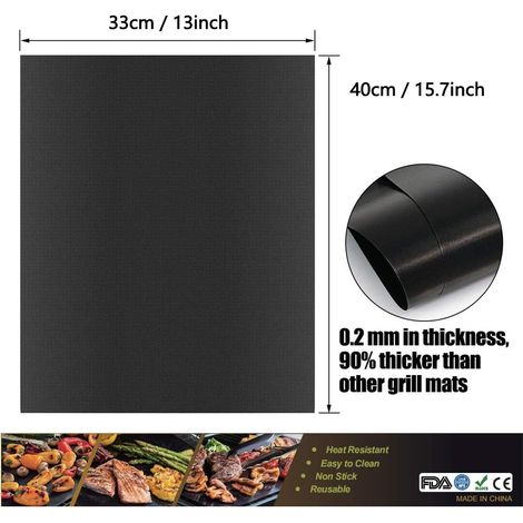 Filiyano-Lot de 5 tapis de cuisson antiadhésifs rares pour barbecue, réfrigérateur et camping (noir) (1/5)