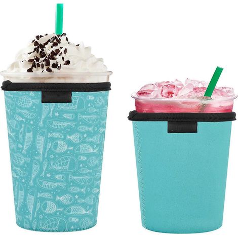 Manchon réutilisable pour tasse à café glacé, porte-boisson (2 pièces), manchons isolants lavables et réutilisables, idéal pour les couvercles de tasses. (1/5)