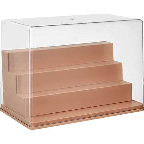 Présentoir à figurines avec couvercle transparent anti-poussière, étagère surélevée de style échelle pour chambre ou salon, marron (1/5)