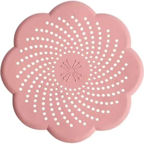 Bardusch Couvercle De Drain De Sol En Silicone En Forme De Fleur, Filtre D'évier En Maille, Accessoire De Salle De Bain Anti-blocage(Pink) (1/5)