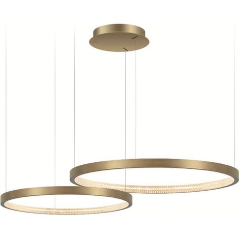 Zing Ring Double 80 B - Lámpara de araña LED 80 cm, dos anillos, latón dorado
