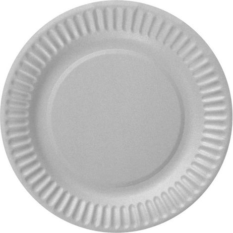 Platos de papel, monocolor, plateados, 18 cm, 6 unidades.