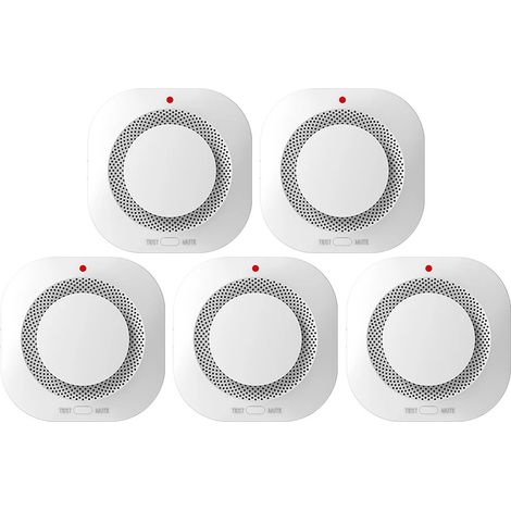 Détecteur de fumée, Technologie photoélectrique, Fonctionnement convivial, 5PCS (1/2)