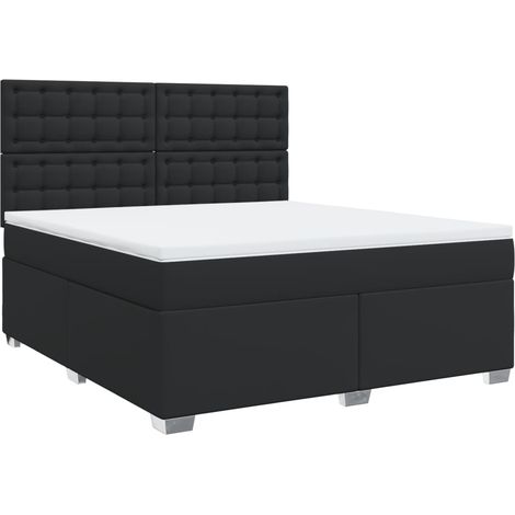 Maison Exclusive - Sommier à lattes de lit avec matelas Noir 180x200 cm Similicuir