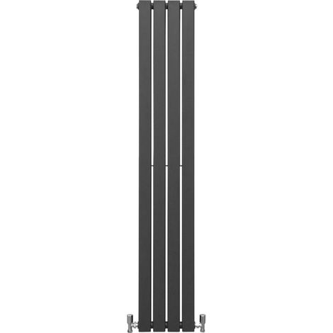 Paneelheizkörper Flachheizkörper Design Heizkörper Heizung 160cm x 28cm Anthrazitgrau Vertikal Heizgerät Doppellagig Wandheizkörper Küche Wohnzimmer Badezimmer Reinigungsbürste und Befestigungsset