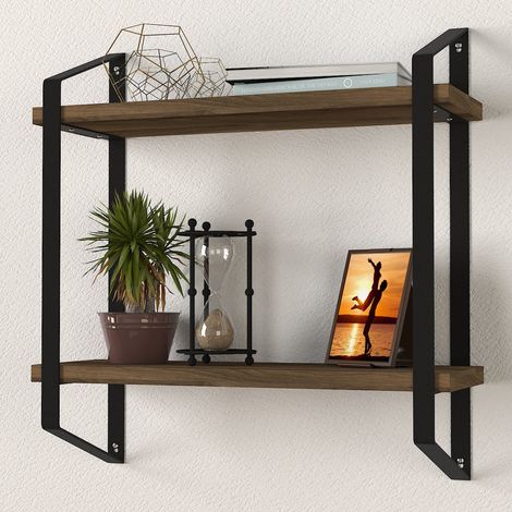 Tera Home - Étagère murale 18 mm Cadre en métal Noyer noir (1/5)