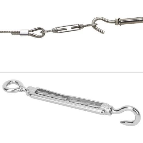Câble Tendeur Inox 304 avec Crochets et Œillets pour Fixation Intérieur/Extérieur - Lot de 5 Pièces