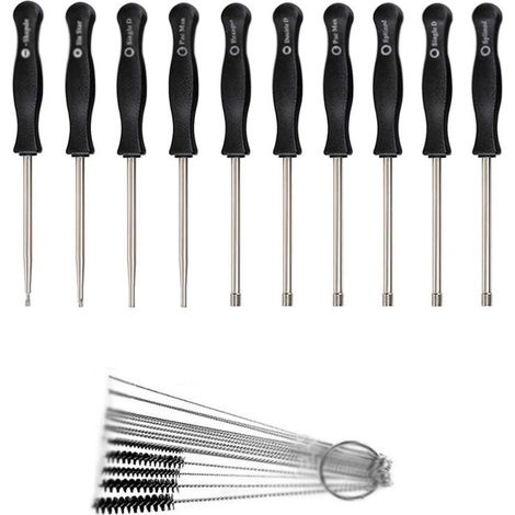 Kit di strumenti per la regolazione del carburatore, 10 cacciaviti per piccoli motori a due tempi, strumento di regolazione del decespugliatore, 10 cacciaviti + spazzola (1/4)