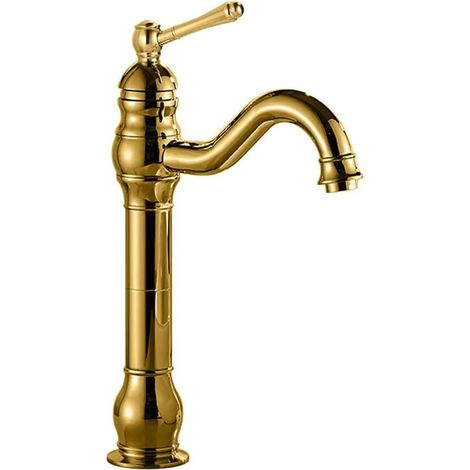 Einloch-Waschtischarmatur, Einhebel-Waschtischarmatur (Gold, hoch, ausgestattet mit einem 60 cm langen 3/8"-Schlauch)