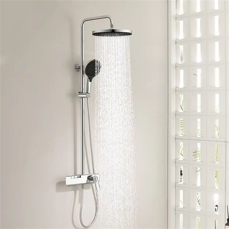 Ensemble de robinetterie de douche de luxe — Système de douche pluie 3-en-1 et mitigeur de salle de bain (Argent) (1/5)