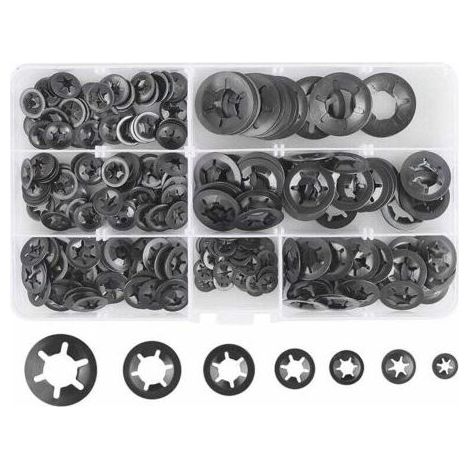 280 Pcs Rondelles De Blocage Rondelles De Verrouillage, Rondelles À Verrouillage Rapide De Rondelles De Verrouillage En Acier M3 M4 M5 M6 M8 M10 M12, 7Tailles, Noir