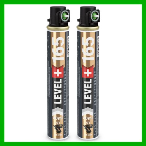 LEVEL+ Gaskartusche 165mm 80ml Fuel Cell Ersatzgas für Nagler L+165 GRÜN - 2 St.