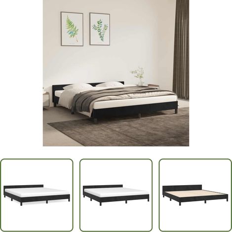 vidaXL Sommeil - Cadre de lit sans matelas noir 180x200 cm velours (1/5)