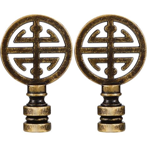 2 morceaux lampe finitions pour asiatique oriental laiton lampe finitions ombre symbole de bonheur décoratif pour table chambre de la maison, laiton ancien