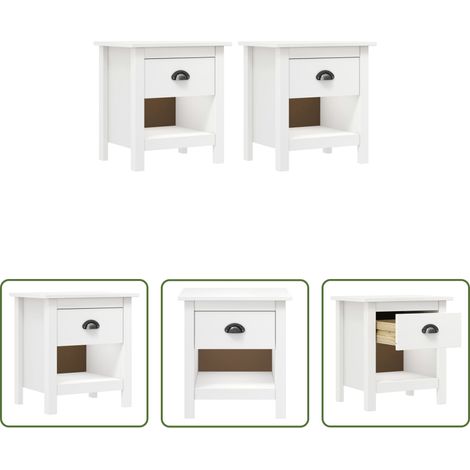 vidaXL Holz Nachttisch - Nachttische 2 Stk. Hill 46x35x49,5 cm Massivholz Kiefer (1/5)