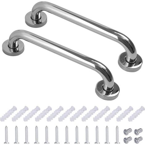 Barre d'appui en acier inoxydable pour toilettes, salle de bain, baignoire, pour personnes âgées, handicapées, enfants, femmes enceintes, 30 cm, 2 pièces