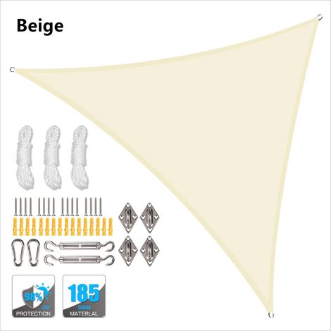 Auvent imperméable (beige, 5 x 5 x 7 m), tente de jardin, protection solaire pour terrasse/piscine. (1/5)