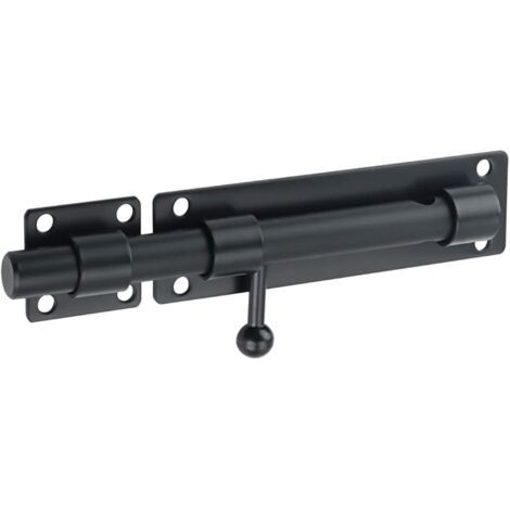 Serrure à barillet coulissant pour porte extérieure avec trou pour cadenas, acier inoxydable noir mat (1/5)