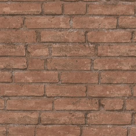 Papier peint industriel moderne pour chambre ado | Papier peint brique marron | Tapisserie brique style industriel pour salon - 10,05 x 0,53 m (1/5)