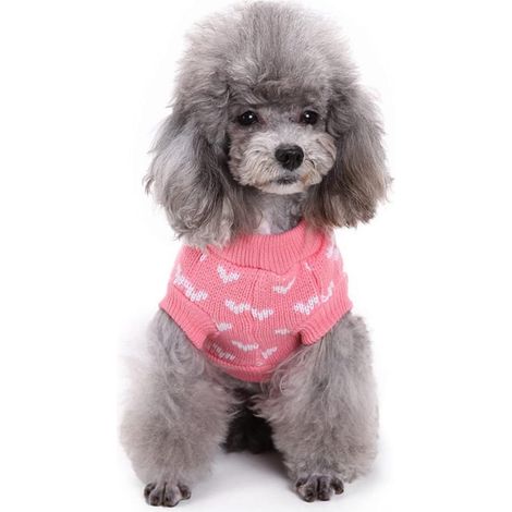 Jolie robe de Noël en tricot chaud pour chiot (L, rose) (1/2)
