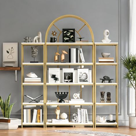 Étagère modulaire en MDF et métal doré avec design en arche (1/5)