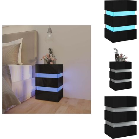 LED-Nachttisch Hochglanz-Schwarz 45x35x67 cm Holzwerkstoff - LED-Nachttisch - Nachttisch Schwarz - Holzwerkstoff Tisch - Wohnzimmer Deko - Schlafzimmereinrichtung (1/5)