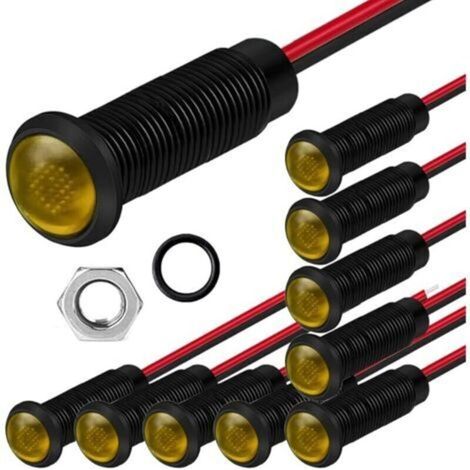 10pcs Plastic LED Indicator Lights AC/DC 12-24V Mounting Hole Size 6mm (Orange) (1/5)