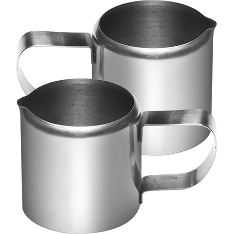 Lot de 2 Pichet à lait, Acier inoxydable, 57 ml, Poignée ergonomique, Argent, Pour café et restaurant (1/5)