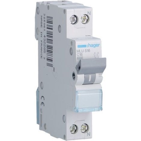 HAGER MLU516  Leistungsschalter ML-Kurve-C 1P+N 16A