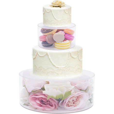 4 Etagere Tortenständer Befüllbar aus Verdicktes Acryl, Multifunktional Klar Tortentrenner Rund Tortenplatte Set, Acryl-Kuchen-Display-Board Torten Zwischenbox für Hochzeit, Geburtstag, Party (1/5)
