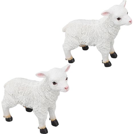 Statue de mouton faite à la main, Figurine réaliste en forme d'agneau, Sculpture de jardin en résine pour décoration intérieure et extérieure debout (1/5)