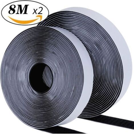 8 m extra starkes selbstklebendes Klettband, doppelseitig klebend mit 20 mm breitem Klettstreifen (Schwarz) (1/5)