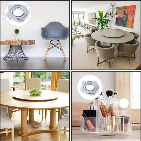 Plate-forme tournante monobloc Rotation à 360 degrés carrée avec roulements à billes en acier pour armoire de cuisine comptoir garde-manger (10,2 cm)