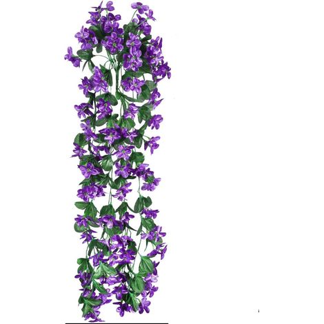 Un bouquet de fleurs artificielles suspendues à 4 pétales, fleurs artificielles suspendues de glycine pour la décoration de mariage (violet foncé) (1/3)