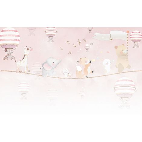 Papier peint panoramique Enfants - Animaux Montgolfières - 130 cm x 80 cm (1/2)