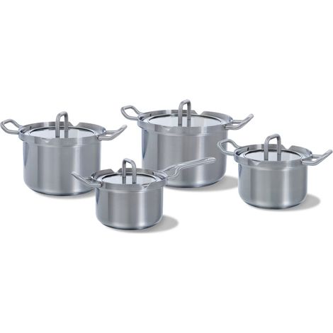 ustensile de cuisine acier inoxydable, sans PFAS, compatible induction, compatible four jusqu'à 220 °C, compatible lave-vaisselle, avec couvercle en verre (1/5)