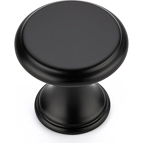 10 boutons d'armoire de cuisine noir mat, poignées noires solides en alliage de zinc, quincaillerie simple pour tiroirs et armoires, boutons pour placards et tiroirs (1/4)