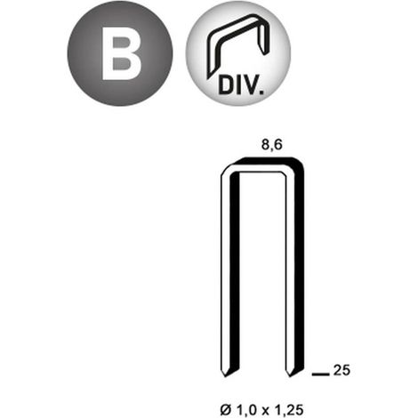 3 100 Agrafes H-25 - Divergentes - 8.6x25x1x1.25 mm - D-Work (1/4)