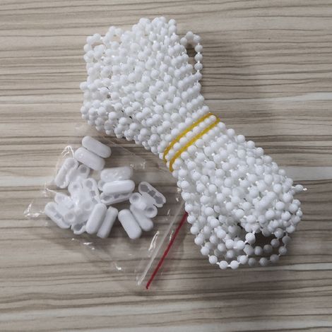 Accessoires pour stores verticaux/stores enrouleurs, 20 mètres de fermeture éclair blanche à perles denses, accessoires pour stores vénitiens verticaux, chaîne en plastique, boucle à perles assortie. (1/5)
