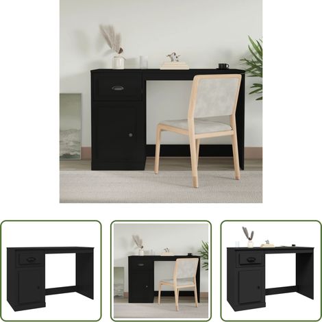 Bureau moderne - Bureau avec tiroir noir 115x50x75 cm bois d'ingénierie (1/5)
