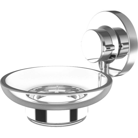 Porte-savon 3 en 1 – Avec plateau en plastique – 3 options de fixation différentes avec ventouse, tampon adhésif et perçage – Chromé/Étagère de douche avec porte-savon / T340265 (1/3)