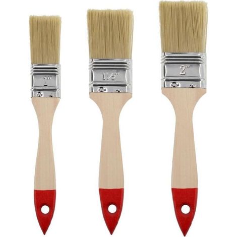 3 pièces Set de pinceaux Plats, Largeur 1 Pouce, 1.5 Pouce, Largeur 2 Pouce, Ensemble de pinceaux à Peindre avec Manche Bois (1/4)