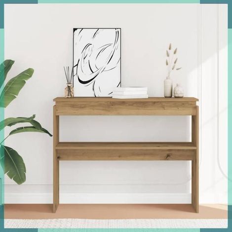 Table console - 856627 - chêne artisanal - 102 x 30 x 80 cm - bois d'ingénierie (1/5)