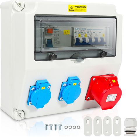 SWANEW Distributore di corrente a parete con interruttore automatico e FI. blocco di distribuzione elettrica 1X16A 2x230V MIT LS + FI (1/5)