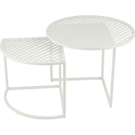 Lot de 2 Tables d'Appoint de Jardin "Celie" 60cm Blanc (1/5)