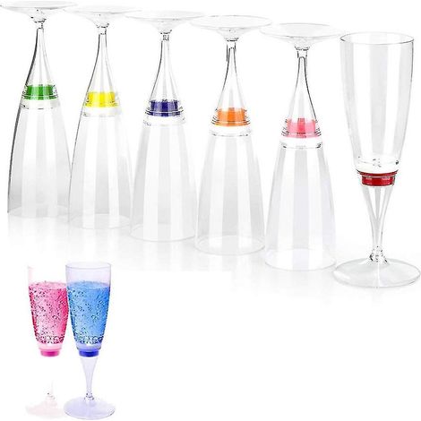Set mit 6 wasseraktivierten, blinkenden LED-Champagnergläsern (1/4)