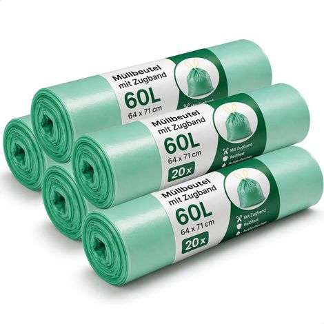 sacs poubelle 60L avec lien coulissant, résistants (1/5)