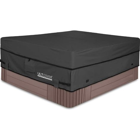 Copertura impermeabile per vasca idromassaggio quadrata in poliestere 600D, coperture per spa da esterno, 76 x 76 pollici, nero (1/5)