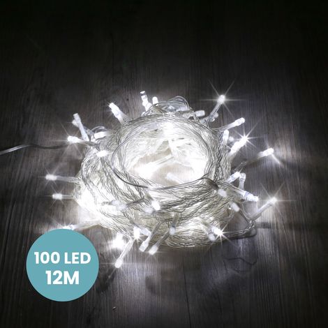 Guirlande Lumineuse 12M Intérieur et Extérieur 100 LEDs Blanc Froid - Guirlande Lumineuse Sapin Cable Transparent avec 8 Modes et Télécommande dont Minuteur pour Noel Decoration et Deco Mariage (1/4)